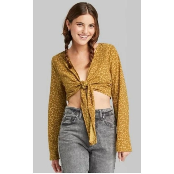 wild fable Tops - Wild Fable Tie-Front Crop Blouse